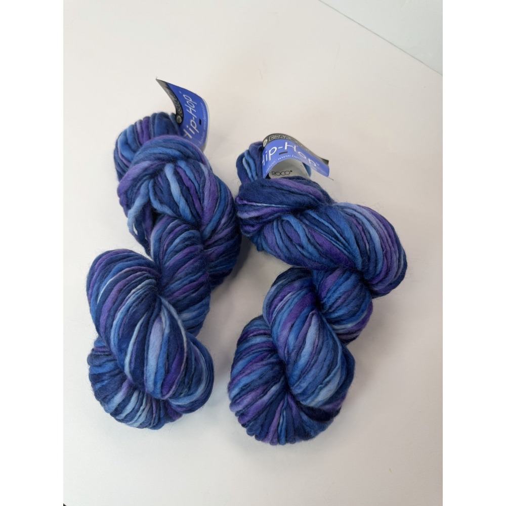 Berroco Hip-Hop Super Bulky Lot Of‎ 2 Blue Purple 100% Wool 100g Each